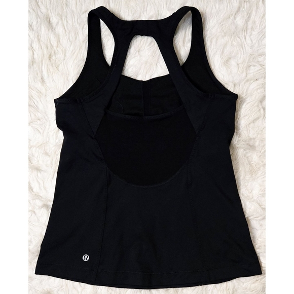 Lululemon Black Tank Top Sleeveless Built In Sports Bra Mesh Workout Racerback - Picture 2 of 4